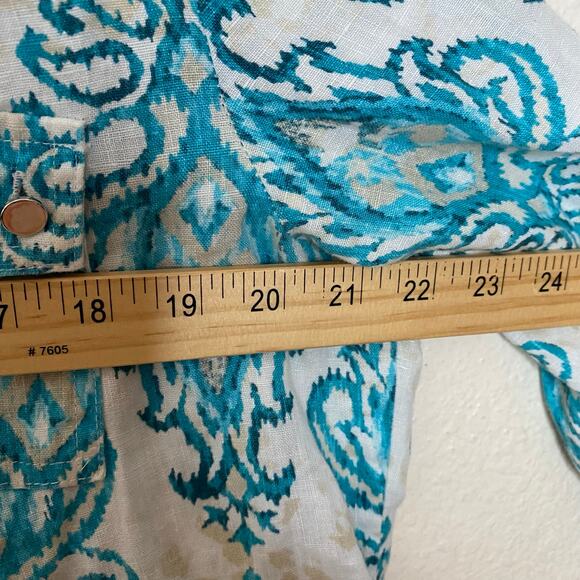 JM Collection 100% Linen Bundle Of Two Button Up Blouses Size 12 Pink Blue - Picture 4 of 9